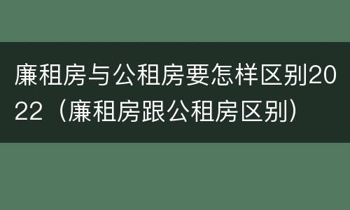 廉租房与公租房要怎样区别2022（廉租房跟公租房区别）