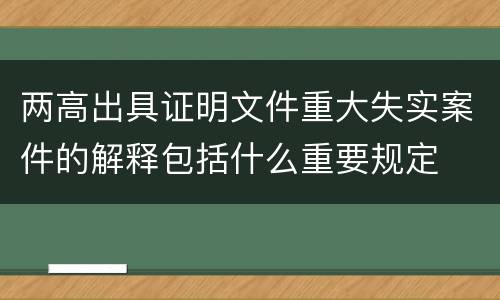 两高出具证明文件重大失实案件的解释包括什么重要规定