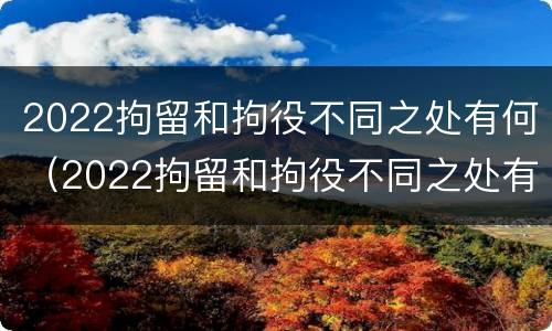 2022拘留和拘役不同之处有何（2022拘留和拘役不同之处有何影响）