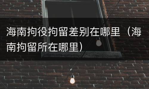 海南拘役拘留差别在哪里（海南拘留所在哪里）