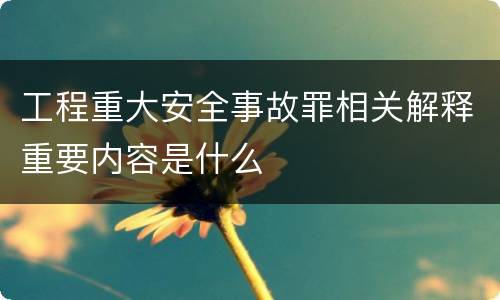工程重大安全事故罪相关解释重要内容是什么