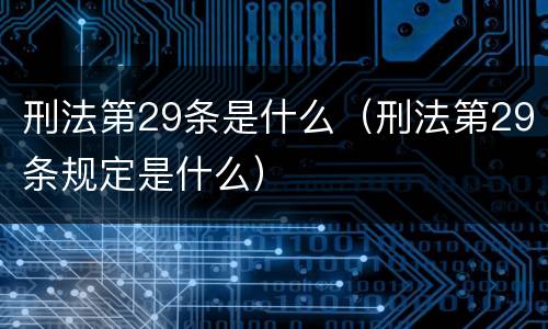 刑法第29条是什么（刑法第29条规定是什么）