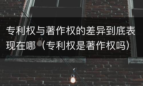 专利权与著作权的差异到底表现在哪（专利权是著作权吗）