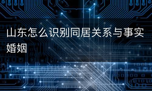 山东怎么识别同居关系与事实婚姻