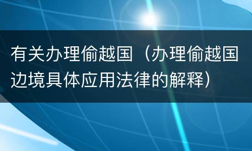 有关办理偷越国（办理偷越国边境具体应用法律的解释）