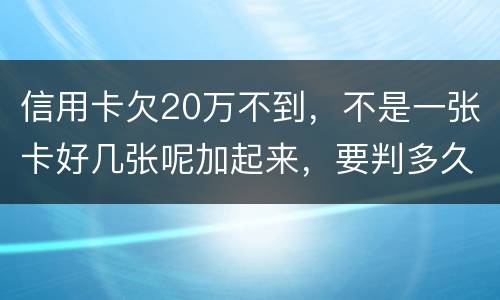 信用卡欠20万不到，不是一张卡好几张呢加起来，要判多久