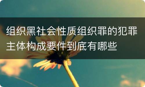 组织黑社会性质组织罪的犯罪主体构成要件到底有哪些