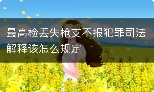 最高检丢失枪支不报犯罪司法解释该怎么规定