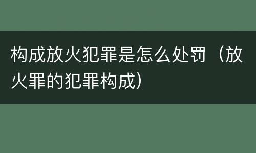 构成放火犯罪是怎么处罚（放火罪的犯罪构成）
