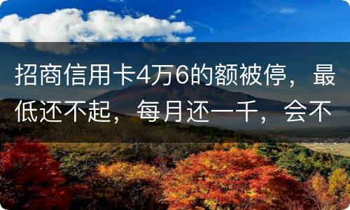 招商信用卡4万6的额被停，最低还不起，每月还一千，会不会被起诉