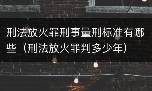 刑法放火罪刑事量刑标准有哪些（刑法放火罪判多少年）