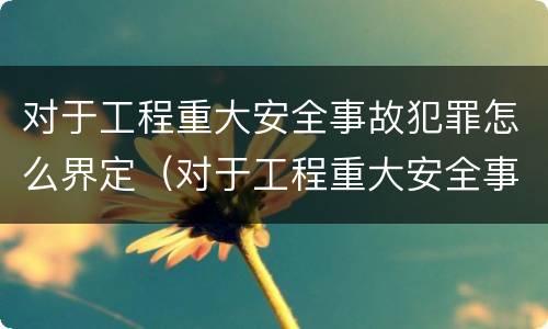 对于工程重大安全事故犯罪怎么界定（对于工程重大安全事故犯罪怎么界定责任）