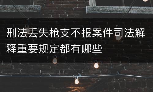 刑法丢失枪支不报案件司法解释重要规定都有哪些