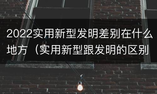 2022实用新型发明差别在什么地方（实用新型跟发明的区别）