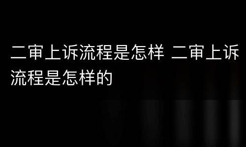 二审上诉流程是怎样 二审上诉流程是怎样的