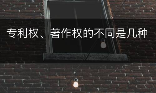 专利权、著作权的不同是几种