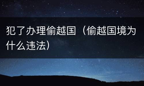 犯了办理偷越国（偷越国境为什么违法）