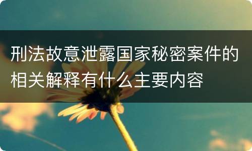 刑法故意泄露国家秘密案件的相关解释有什么主要内容