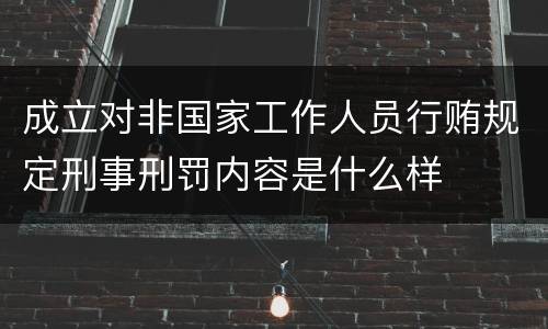 成立对非国家工作人员行贿规定刑事刑罚内容是什么样