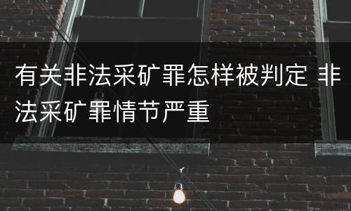 有关非法采矿罪怎样被判定 非法采矿罪情节严重
