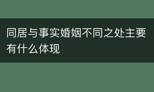 同居与事实婚姻不同之处主要有什么体现