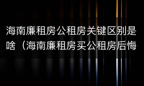 海南廉租房公租房关键区别是啥（海南廉租房买公租房后悔了）