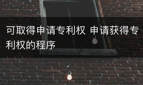 可取得申请专利权 申请获得专利权的程序