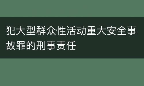 犯大型群众性活动重大安全事故罪的刑事责任