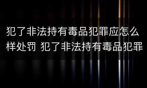 犯了非法持有毒品犯罪应怎么样处罚 犯了非法持有毒品犯罪应怎么样处罚呢