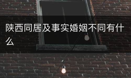 陕西同居及事实婚姻不同有什么