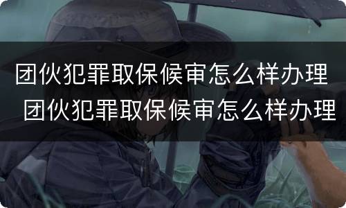 团伙犯罪取保候审怎么样办理 团伙犯罪取保候审怎么样办理的