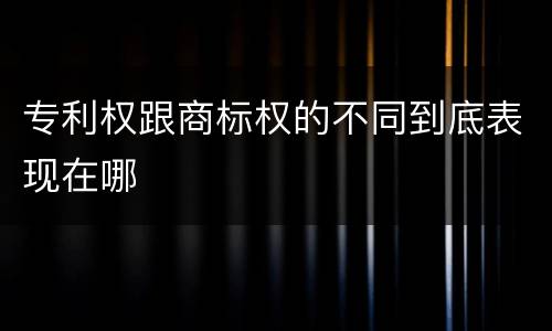 专利权跟商标权的不同到底表现在哪