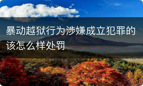 暴动越狱行为涉嫌成立犯罪的该怎么样处罚