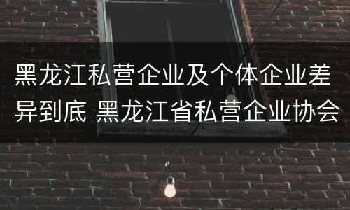 黑龙江私营企业及个体企业差异到底 黑龙江省私营企业协会