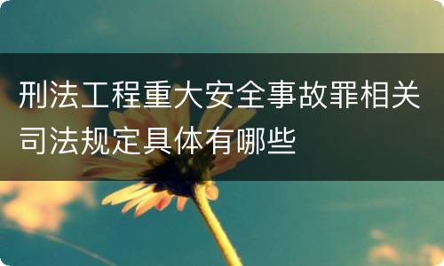 刑法工程重大安全事故罪相关司法规定具体有哪些