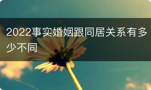 2022事实婚姻跟同居关系有多少不同