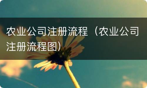 农业公司注册流程（农业公司注册流程图）
