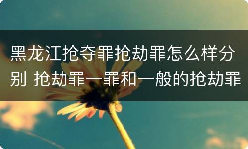黑龙江抢夺罪抢劫罪怎么样分别 抢劫罪一罪和一般的抢劫罪