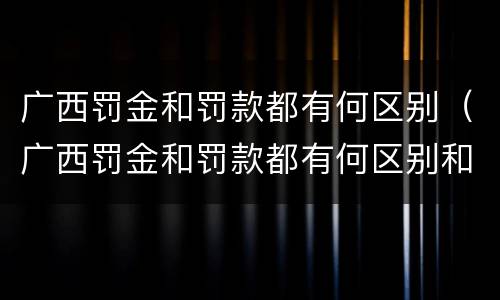 广西罚金和罚款都有何区别（广西罚金和罚款都有何区别和联系）