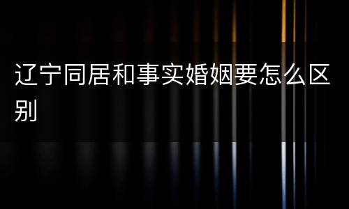 辽宁同居和事实婚姻要怎么区别