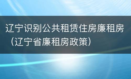辽宁识别公共租赁住房廉租房（辽宁省廉租房政策）