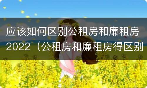 应该如何区别公租房和廉租房2022（公租房和廉租房得区别）