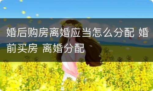 婚后购房离婚应当怎么分配 婚前买房 离婚分配