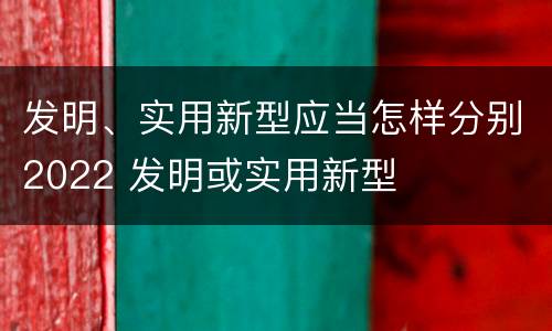 发明、实用新型应当怎样分别2022 发明或实用新型