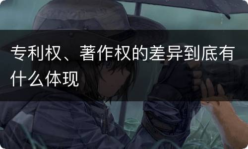 专利权、著作权的差异到底有什么体现