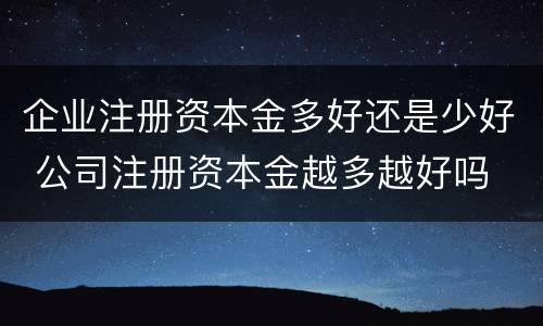 企业注册资本金多好还是少好 公司注册资本金越多越好吗
