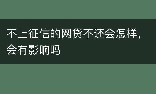 不上征信的网贷不还会怎样，会有影响吗