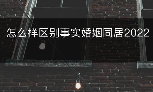 怎么样区别事实婚姻同居2022