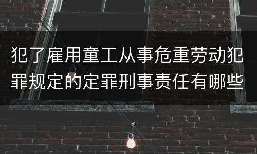 犯了雇用童工从事危重劳动犯罪规定的定罪刑事责任有哪些