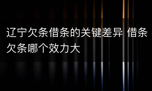 辽宁欠条借条的关键差异 借条欠条哪个效力大